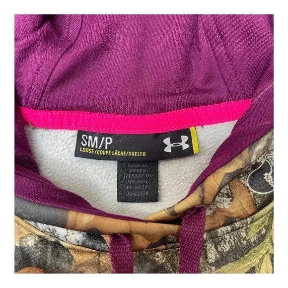 Under Armour Mossy Oak Loose Camouflage Purple Hoodie Women’s size Small - Picture 4 of 9